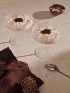 Ferm Living Service<Ripple Champagne Saucers Frosted, sæt á 2 fra