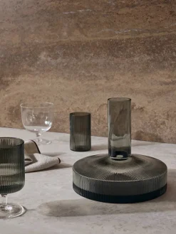 Ferm Living Kander|Service<Ripple Wine Carafe, smoked grey fra