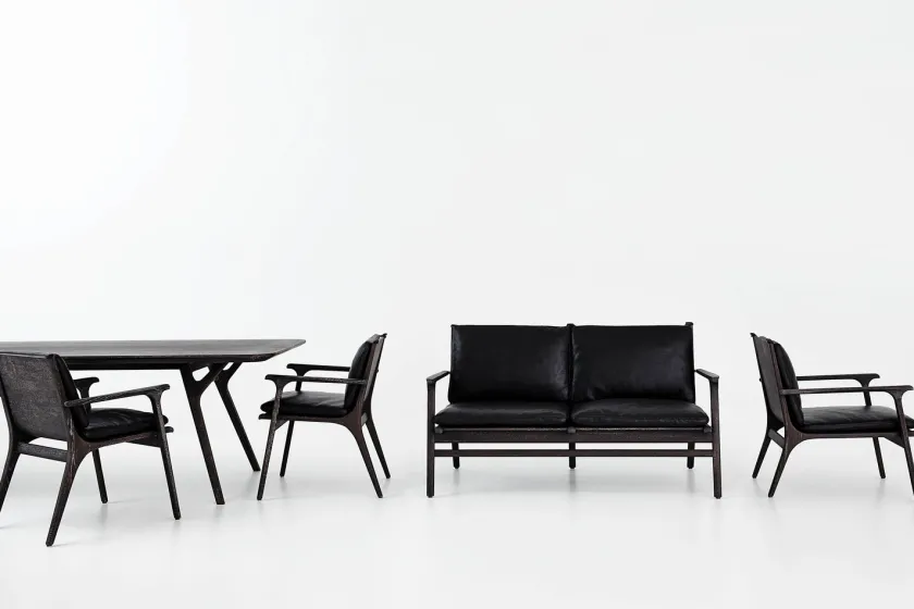 Stellar Works Sofaer<Rén Lounge sofa 2. pers sortmalet eg, sort læder fra