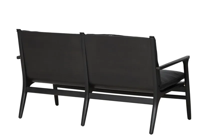 Stellar Works Sofaer<Rén Lounge sofa 2. pers sortmalet eg, sort læder fra
