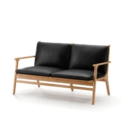 Stellar Works Sofaer<Rén Lounge sofa 2. pers sortmalet eg, sort læder fra
