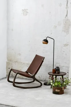 Mater Gyngestole<Rocker gyngestol, grå eg med mustang farvet læder fra