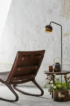 Mater Gyngestole<Rocker gyngestol, grå eg med mustang farvet læder fra