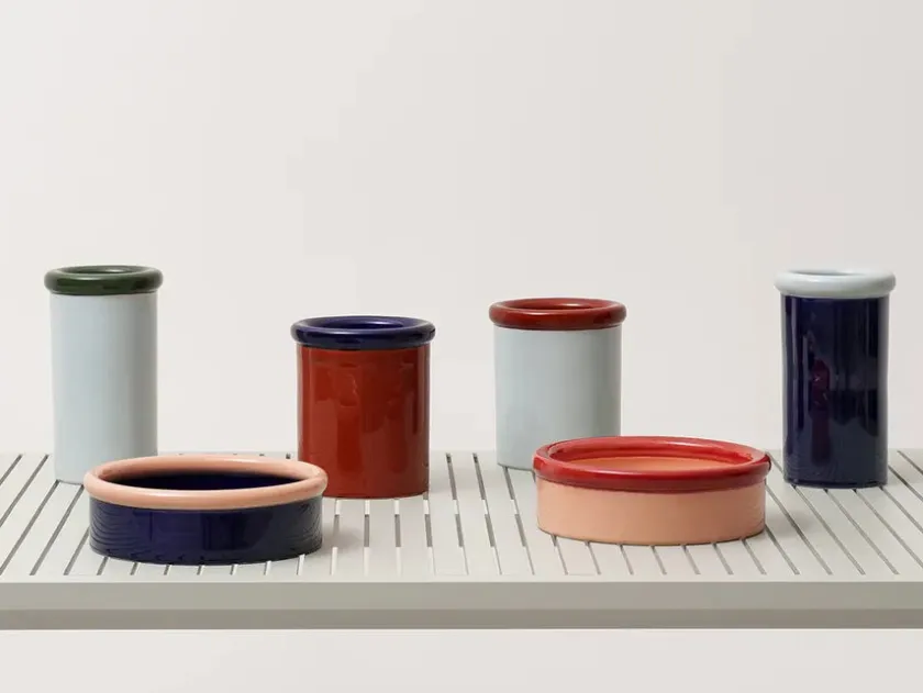 Nine Service<ROD bowl, coral/dark blue fra