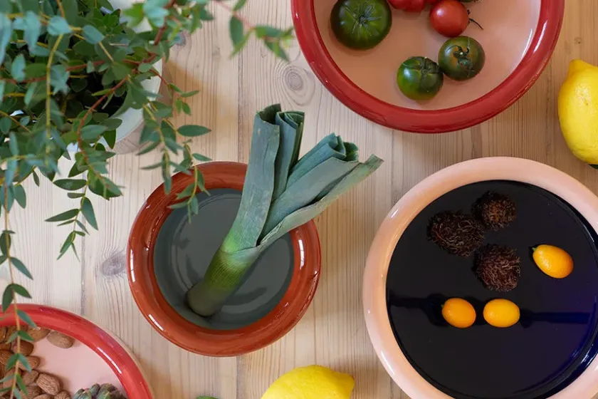 Nine Service<ROD bowl, red/coral fra