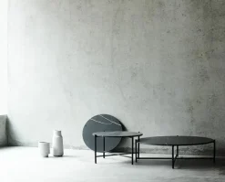 Handvärk Sofaborde<Round Coffee Table 90, sort marmor fra HANDVÄRK