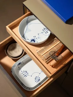 Royal Copenhagen Service<Blå Mega Riflet, firkantet ovnfast fad 25 x 25cm