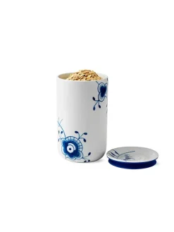 Royal Copenhagen Opbevaring|Vaser<Blå Mega Riflet, opbevaringskrukke stor