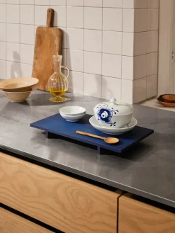 Royal Copenhagen Service<Blå Mega Riflet, skål m. låg og underkop 38 cl