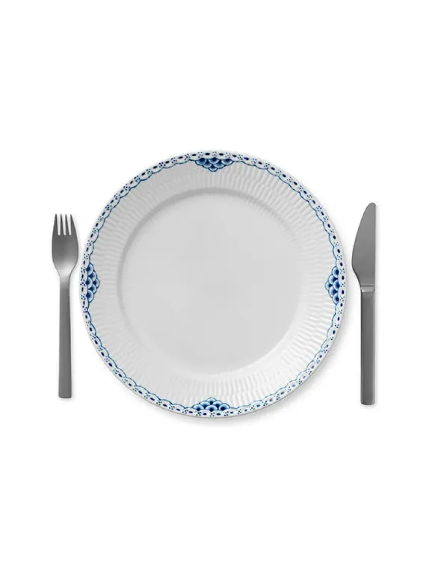 Royal Copenhagen Service<Blå Mega Riflet, tallerken 27 cm mønster 6