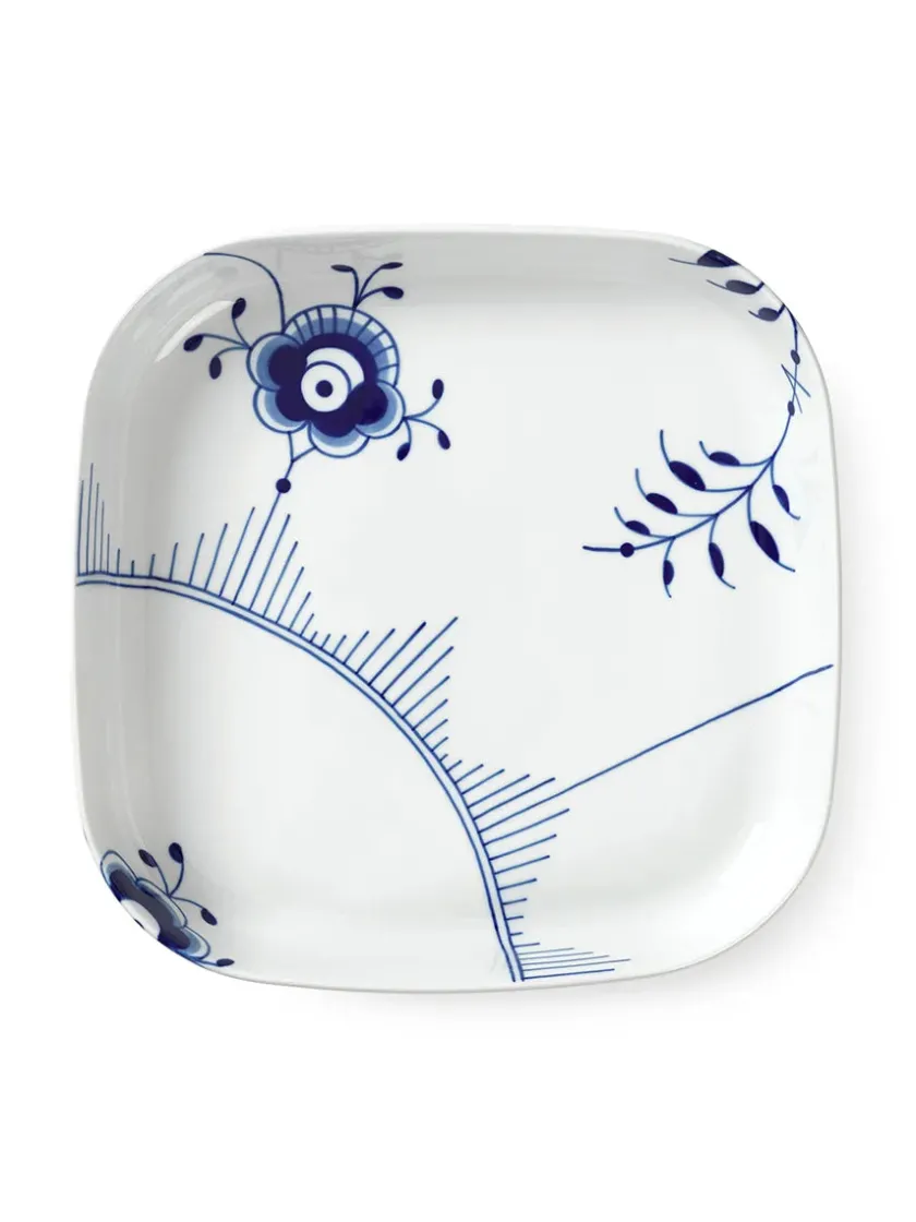 Royal Copenhagen Service<Blå Mega Riflet, firkantet ovnfast fad 30 x 30cm