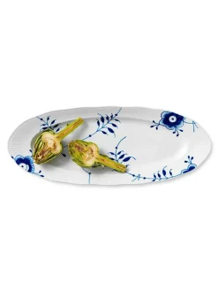 Royal Copenhagen Service<Blå Mega Riflet, fad 60 cm