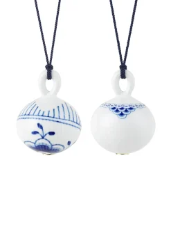 Royal Copenhagen Juletræspynt<Blå Mega Riflet og Prinsesse, 2-pak julekugler 9,5 cm