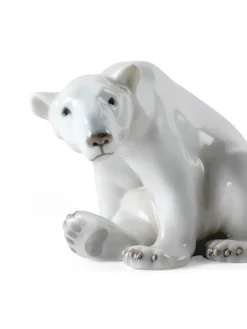 Royal Copenhagen Figurer<Figurine Isbjørn, siddende 12 cm