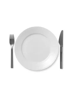 Royal Copenhagen Service<Hvid Riflet, tallerken 22 cm
