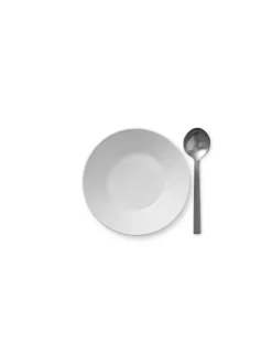 Royal Copenhagen Service<Hvid Riflet, dyb tallerken 17 cm