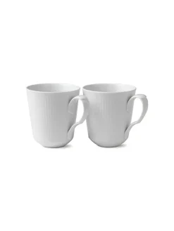 Royal Copenhagen Gaver Til Hende|Service<Hvid Riflet, 2-pak krus 37 cl