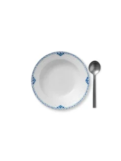Royal Copenhagen Gaver Til Ham|Gaver Til Hende<Sort Mega Riflet, dyb tallerken 21 cm