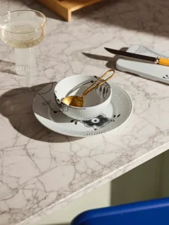 Royal Copenhagen Service<Sort Mega Riflet, serveringsbræt 15,5 cm