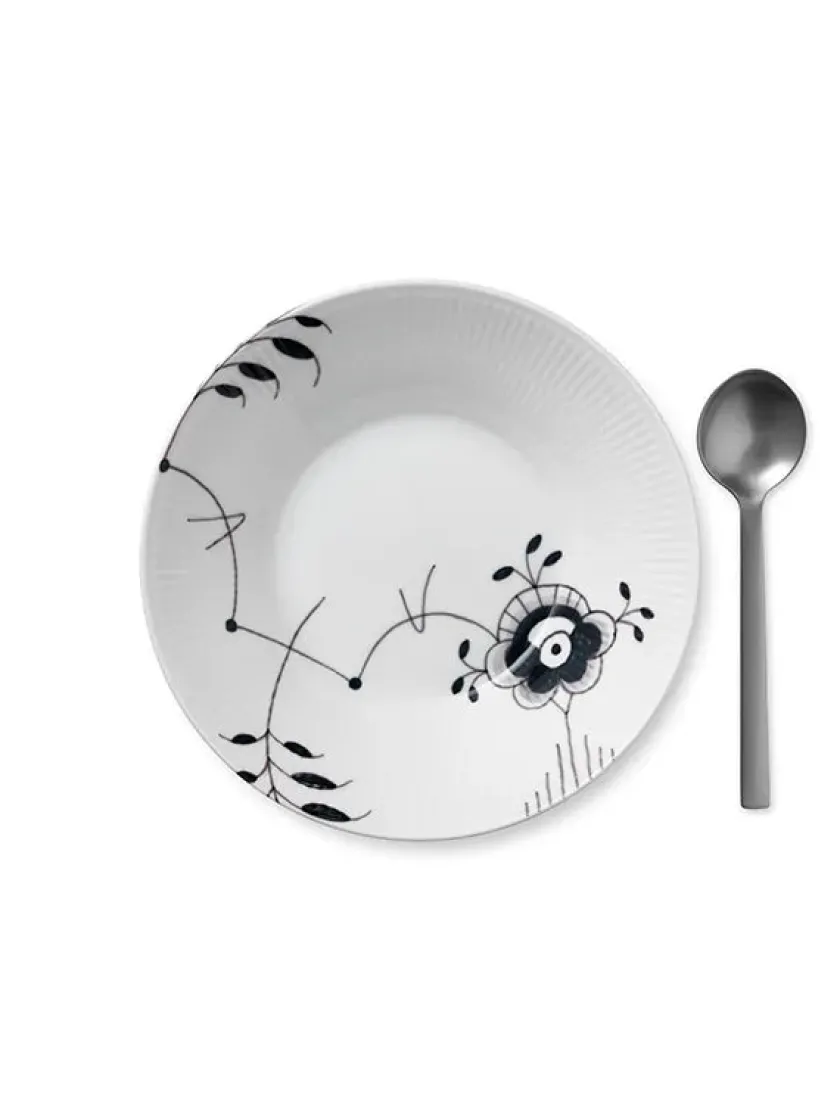 Royal Copenhagen Gaver Til Ham|Gaver Til Hende<Sort Mega Riflet, dyb tallerken 24 cm