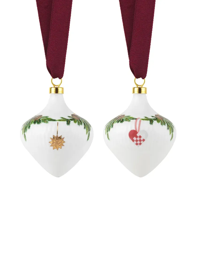 Royal Copenhagen Juleborddækning|Juletræspynt<Stjerne Riflet Jul, Ornament sæt