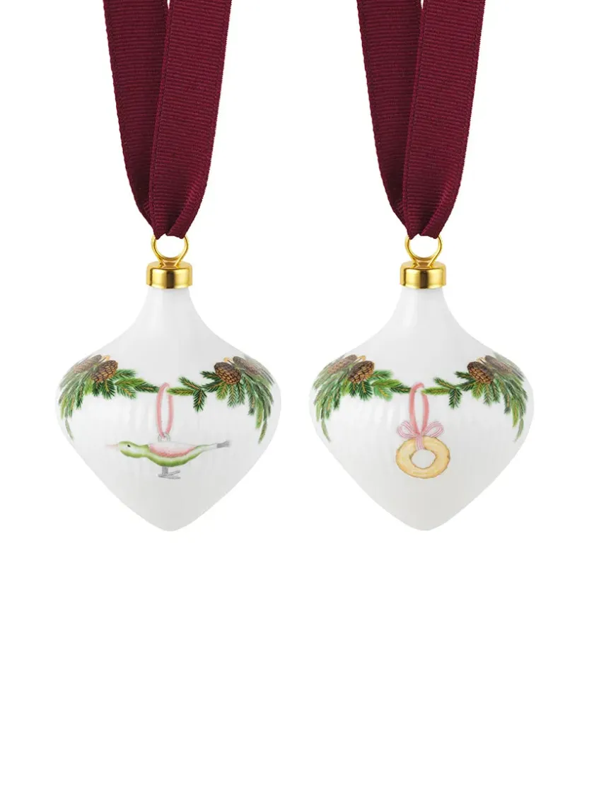 Royal Copenhagen Juleborddækning|Juletræspynt<Stjerne Riflet Jul, Ornament sæt