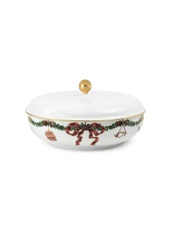 Royal Copenhagen Juleborddækning|Service<Stjerne Riflet Jul, skål med låg 21 cm