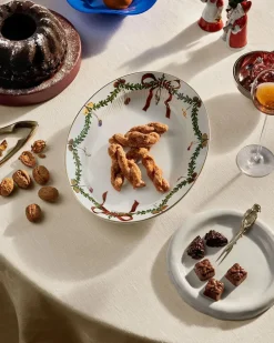 Royal Copenhagen Juleborddækning|Service<Stjerne Riflet Jul Fad ovalt, 34 cm