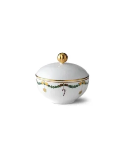 Royal Copenhagen Juleborddækning|Service<Stjerne Riflet Jul, sukkerskål med låg 15 cl