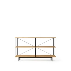 Stellar Works Reolsystemer|Reoler<Seiton 3 reol fra i lakeret ege træ med sort stel