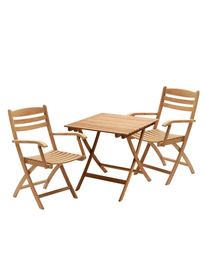 Fritz Hansen Havemøbelsæt<Skagerak Selandia Sæt, 2 armstole og Ø 94 bord fra