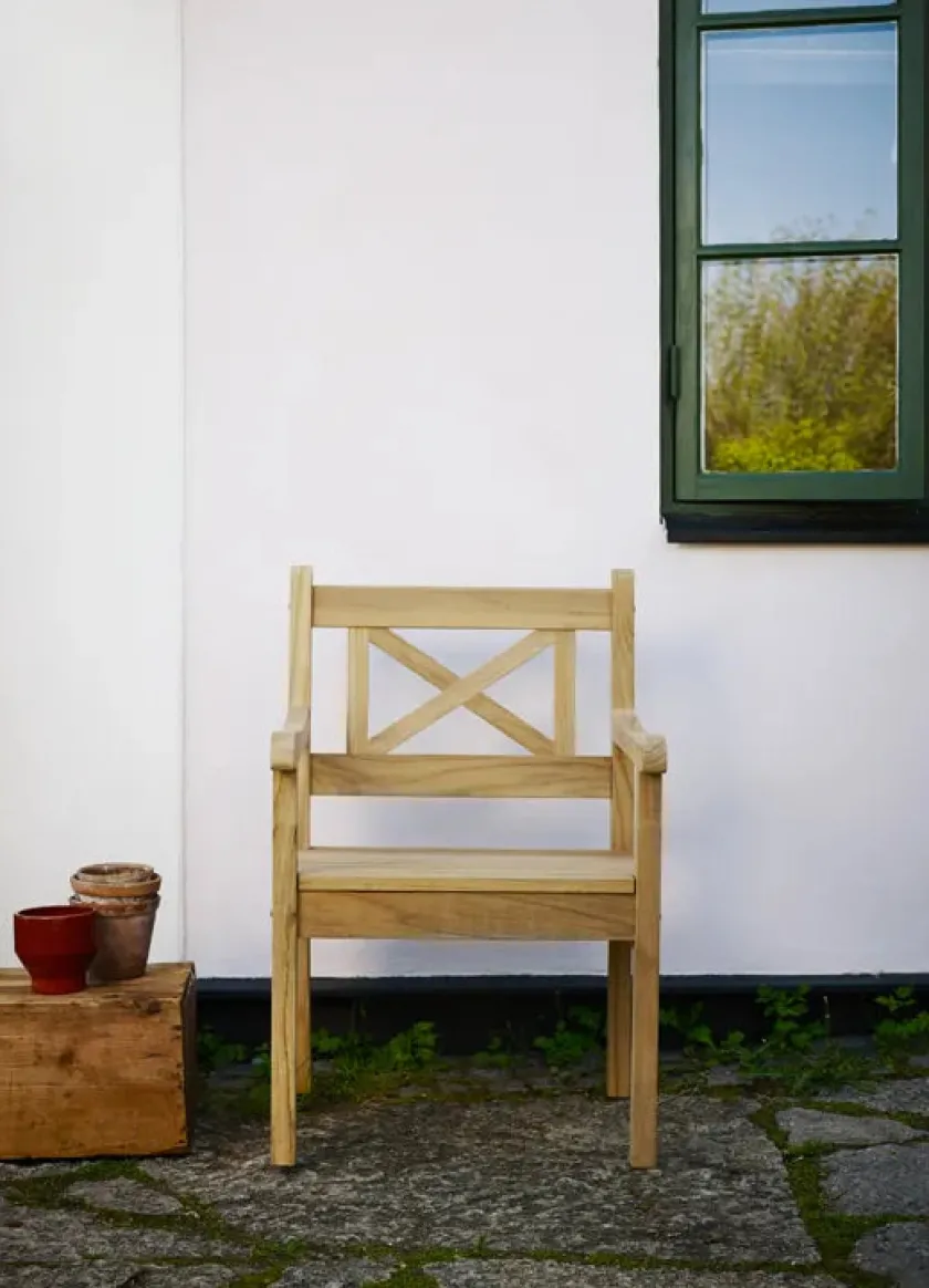 Fritz Hansen Havemøbelsæt<Skagerak Skagen Sæt i teak, 4 stole og bord fra