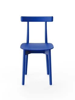 Nine Spisebordsstole<Skinny wooden chair, ash/blue fra