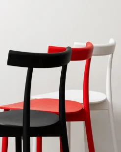 Nine Spisebordsstole<Skinny wooden chair, ash/white fra