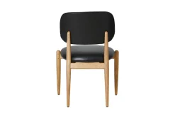 Stellar Works Lænestole<Slow side chair fra i egetræ med sort læder