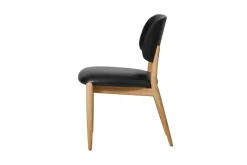 Stellar Works Lænestole<Slow side chair fra i egetræ med sort læder