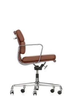 Vitra Kontorstole<Soft Pad Chair EA 217 Kontorstol, cognac læder/krom stel fra