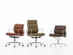 Vitra Kontorstole<Soft Pad Chair EA 217 Kontorstol, cognac læder/krom stel fra