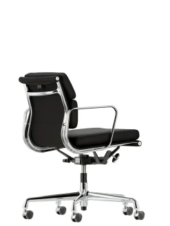Vitra Kontorstole<Soft Pad Chair EA 217 Kontorstol, sort læder/krom stel fra