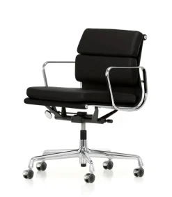 Vitra Kontorstole<Soft Pad Chair EA 217 Kontorstol, sort læder/krom stel fra