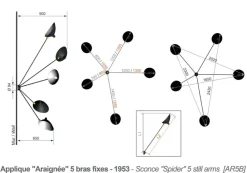 Editions Serge Mouille Væglamper|Spots<Spider Big Wall Lamp w/5 Fixed Arms af Serge Mouille