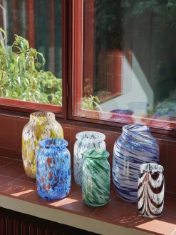 HAY Vaser<Splash Vase Roll Neck Small, green swirl fra