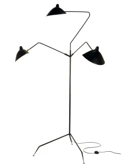 Editions Serge Mouille Gulvlamper|Spots<Standing Lamp w/3 Heads/Arms af Serge Mouille