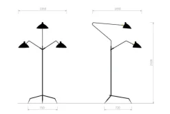 Editions Serge Mouille Gulvlamper|Spots<Standing Lamp w/3 Heads/Arms af Serge Mouille