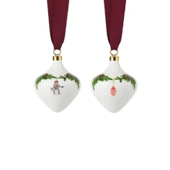 Royal Copenhagen Juletræspynt<Stjerne Riflet Jul ornamenter 2 stk. fra