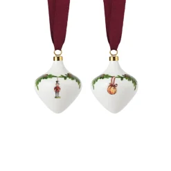 Royal Copenhagen Juletræspynt<Stjerne Riflet Jul ornamenter 2 stk. fra