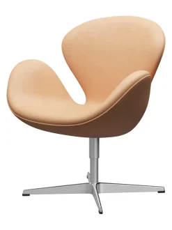 Fritz Hansen Loungestole|Lænestole<Svanen, sort læder/aluminium af Arne Jacobsen