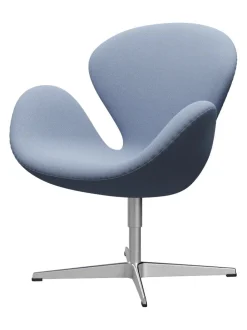 Fritz Hansen Loungestole|Lænestole<Svanen, sort læder/aluminium af Arne Jacobsen