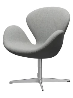Fritz Hansen Loungestole|Lænestole<Svanen, sort læder/aluminium af Arne Jacobsen