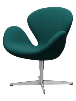 Fritz Hansen Loungestole|Lænestole<Svanen, sort læder/aluminium af Arne Jacobsen